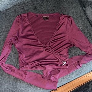 Maroon gymshark criss cross crop top